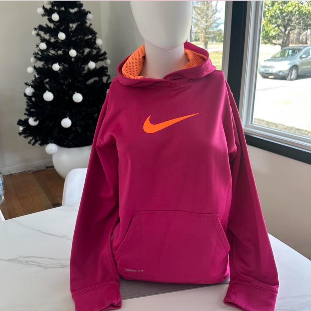 Nike Fuchsia Hoodie with Vibrant Orange Swoosh